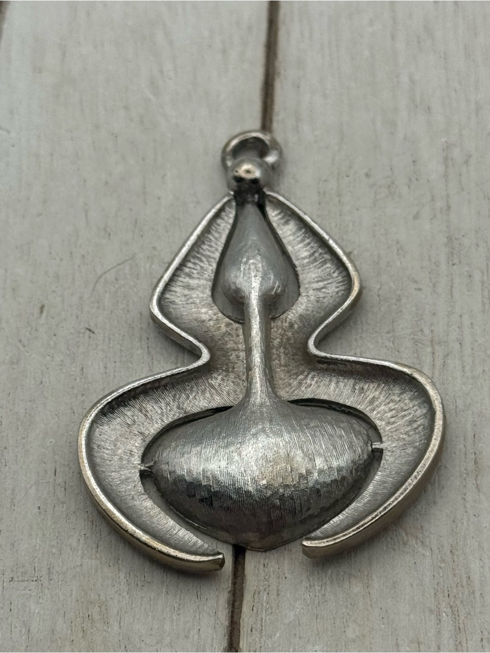 Silver tone Sculptural Pendant Organic Modern Design